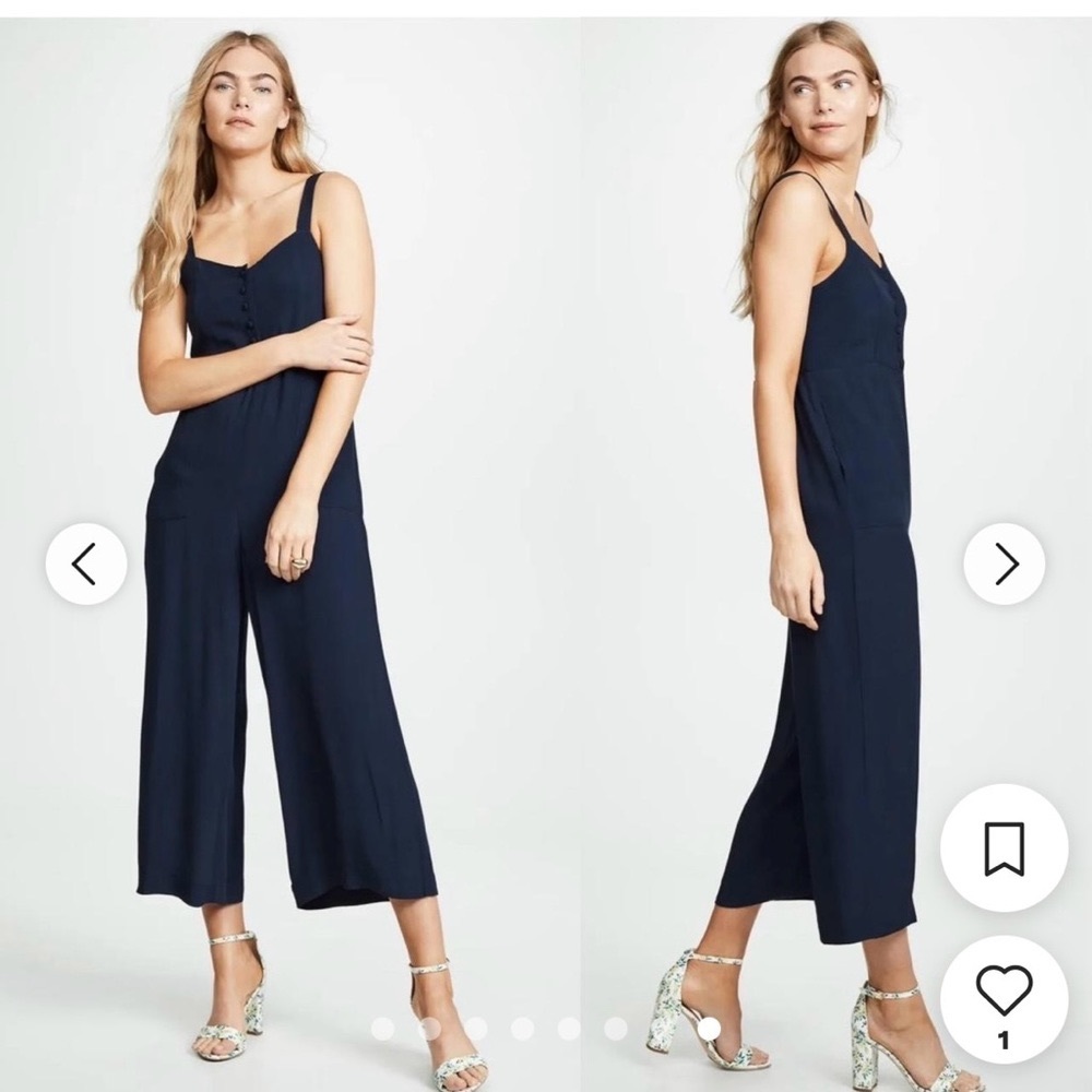 Madewell Button-Front Wide-Leg Jumpsuit - Navy Blue - Size 2